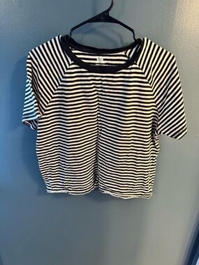 Levi's Black and White Striped Crewneck Top